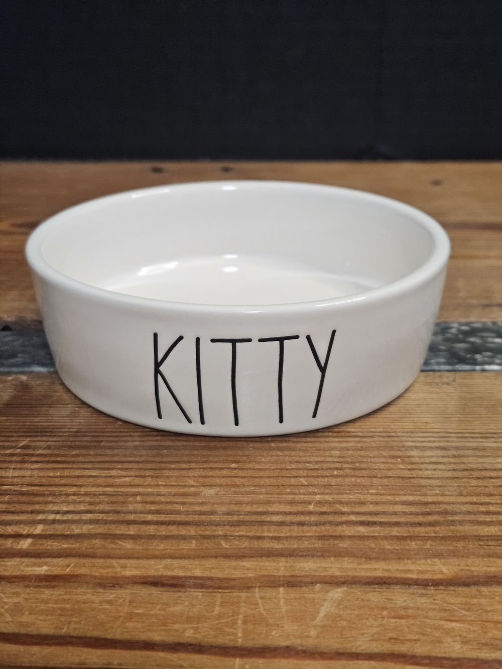 Rae Dunn Kitty Ceramic Pet Bowl in White